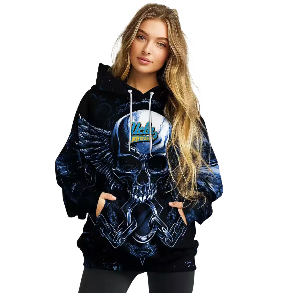 ucla bruins skull artwork blue black hoodie high quality ucla bruins skull artwork blue black hoodie high quality