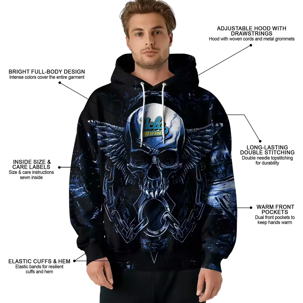 ucla bruins skull artwork blue black hoodie latest model ucla bruins skull artwork blue black hoodie latest model