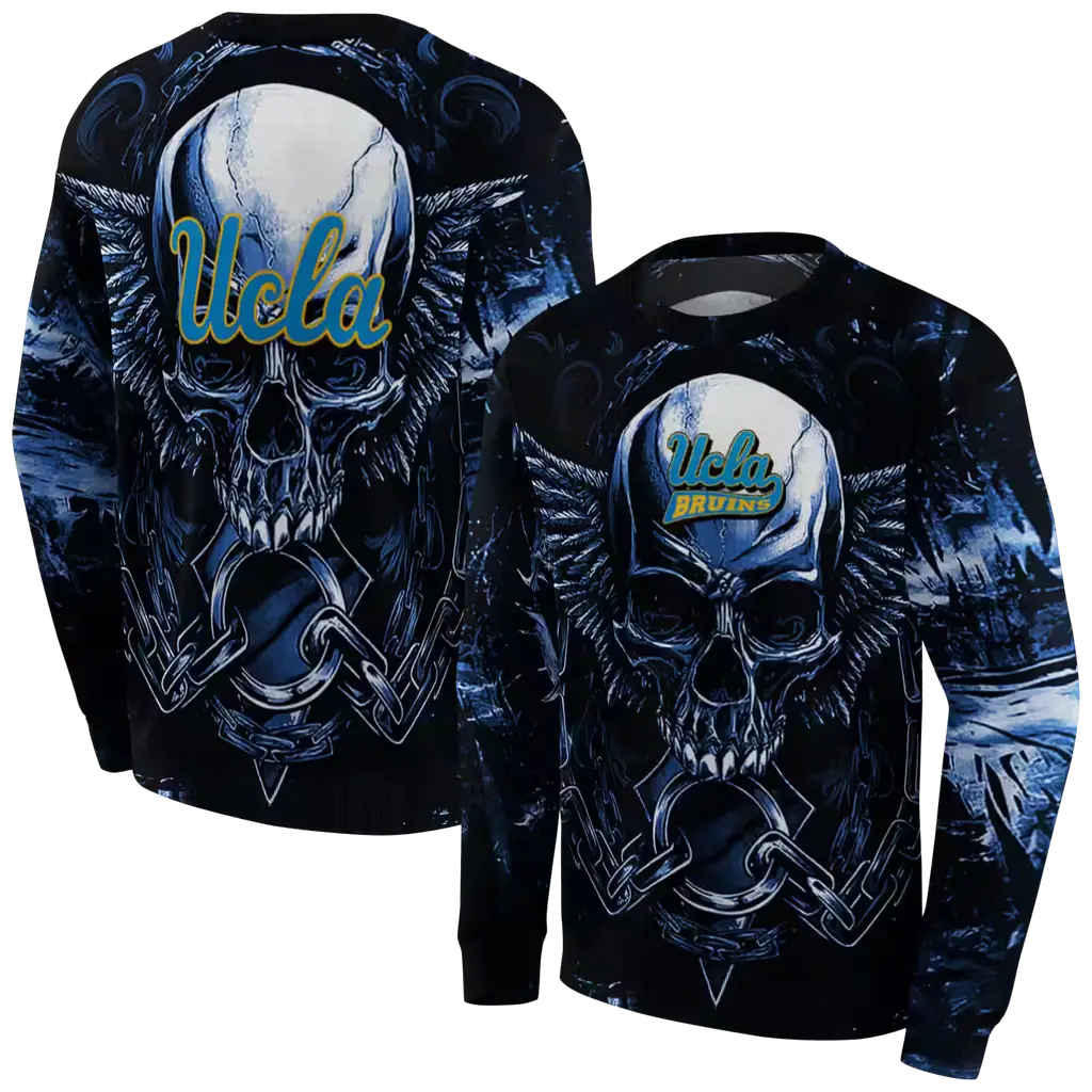 ucla bruins skull artwork blue black hoodie premium grade ucla bruins skull artwork blue black hoodie premium grade