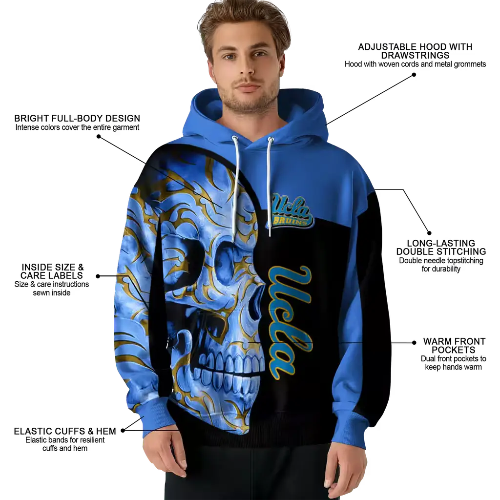 ucla bruins skull motif blue black hoodie latest model ucla bruins skull motif blue black hoodie latest model