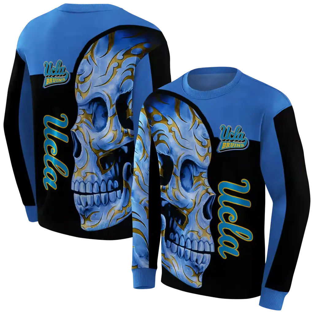 ucla bruins skull motif blue black hoodie premium grade ucla bruins skull motif blue black hoodie premium grade
