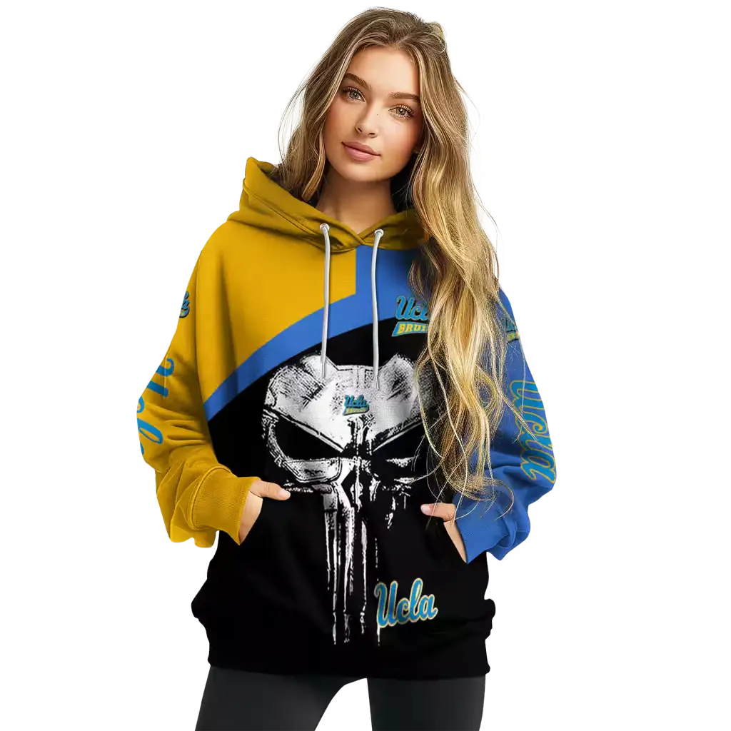 ucla bruins skull punisher gold black hoodie high quality ucla bruins skull punisher gold black hoodie high quality