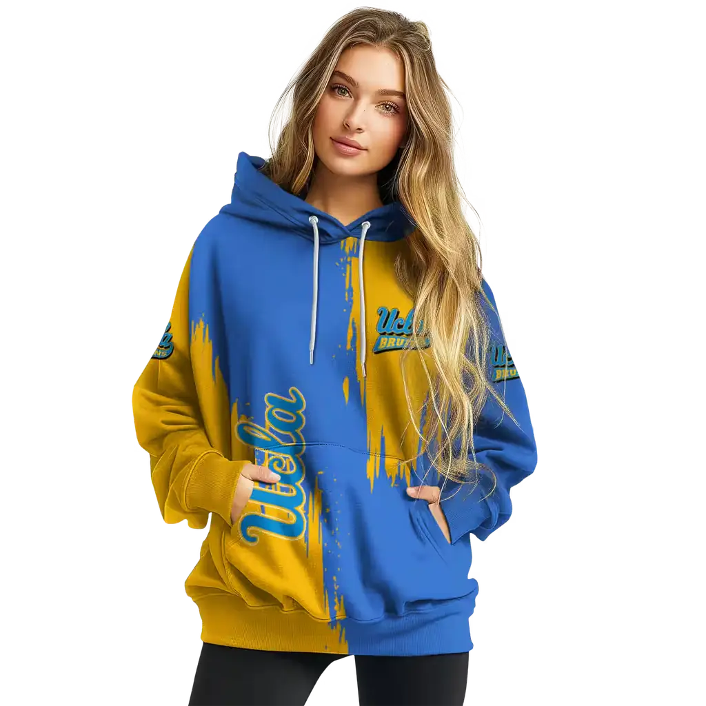 ucla bruins splatter effect blue hoodie high quality ucla bruins splatter effect blue hoodie high quality