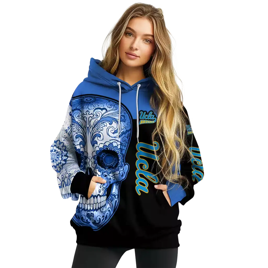 ucla bruins sugar skull blue black hoodie high quality ucla bruins sugar skull blue black hoodie high quality