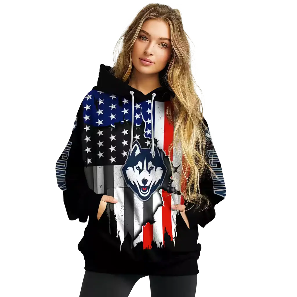 uconn huskies american pride black hoodie high quality uconn huskies american pride black hoodie high quality