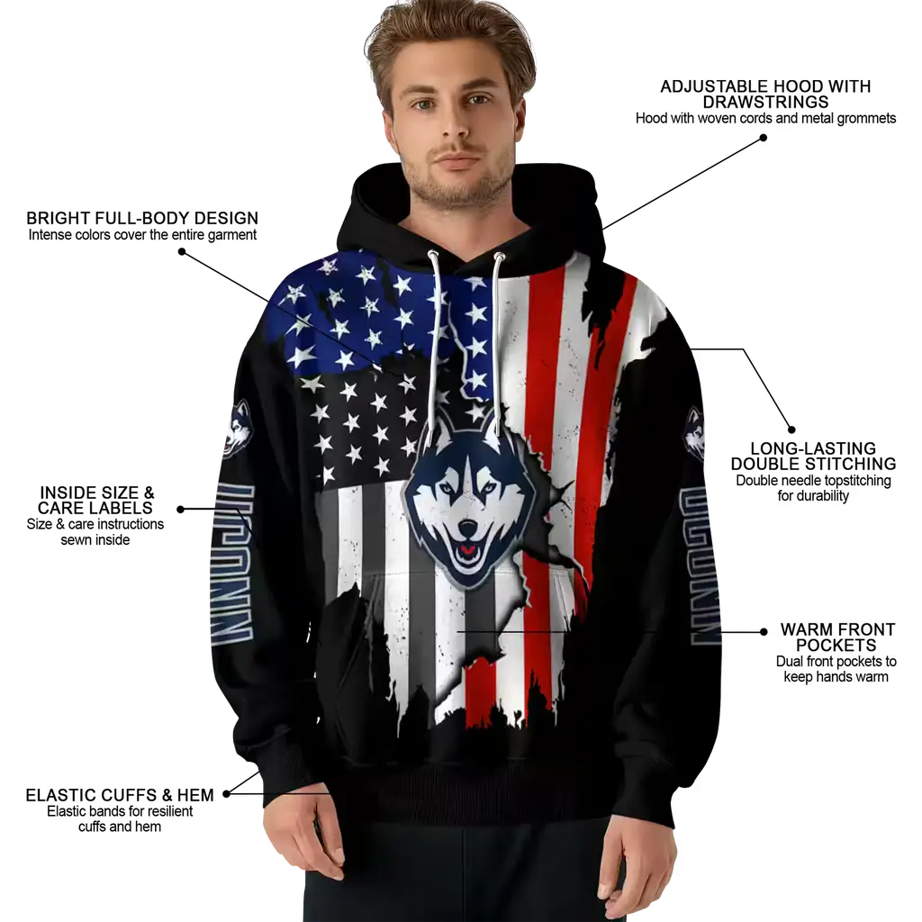 uconn huskies american pride black hoodie latest model uconn huskies american pride black hoodie latest model
