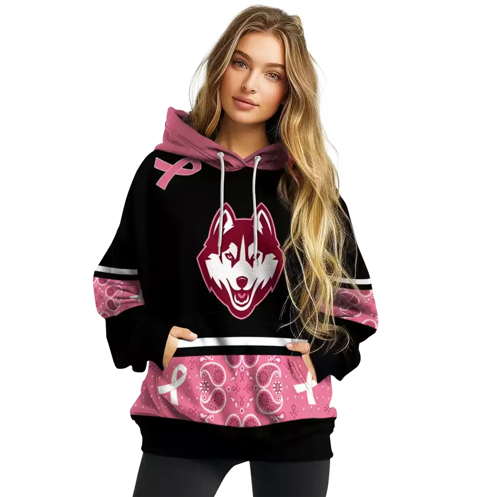 uconn huskies awareness ribbon black pink hoodie high quality uconn huskies awareness ribbon black pink hoodie high quality