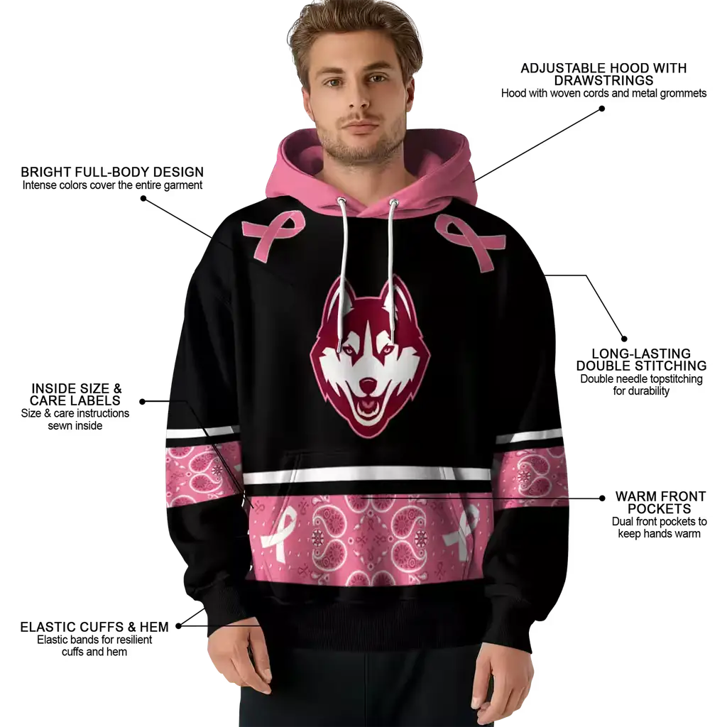 uconn huskies awareness ribbon black pink hoodie latest model uconn huskies awareness ribbon black pink hoodie latest model