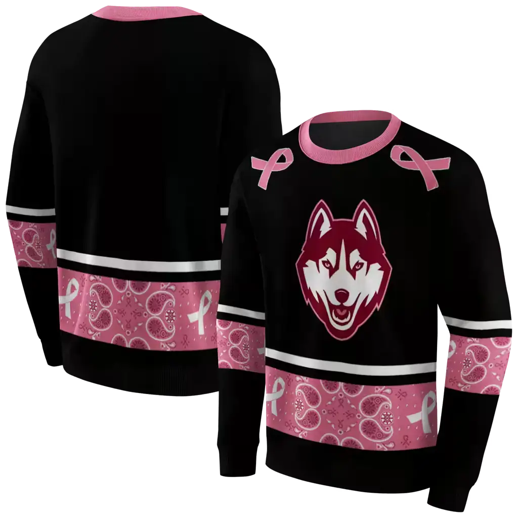 uconn huskies awareness ribbon black pink hoodie premium grade uconn huskies awareness ribbon black pink hoodie premium grade