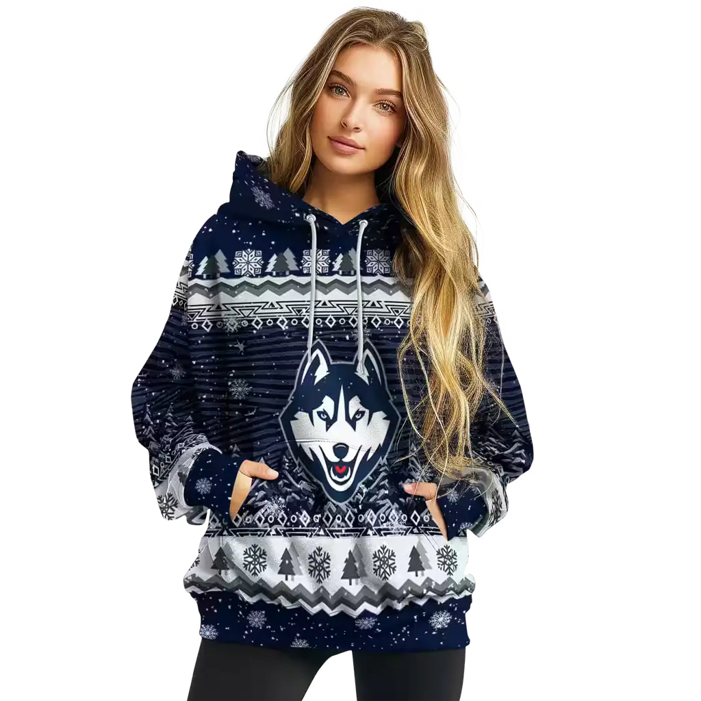 uconn huskies christmas trees blue hoodie high quality uconn huskies christmas trees blue hoodie high quality