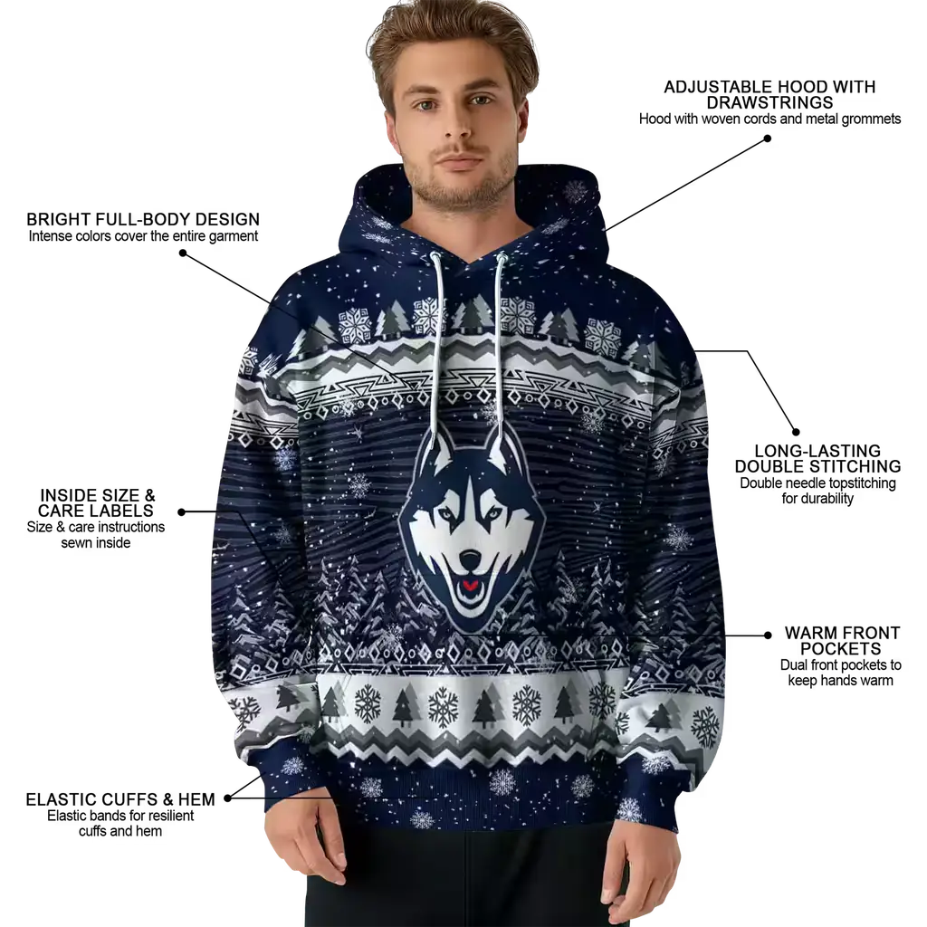 uconn huskies christmas trees blue hoodie latest model uconn huskies christmas trees blue hoodie latest model