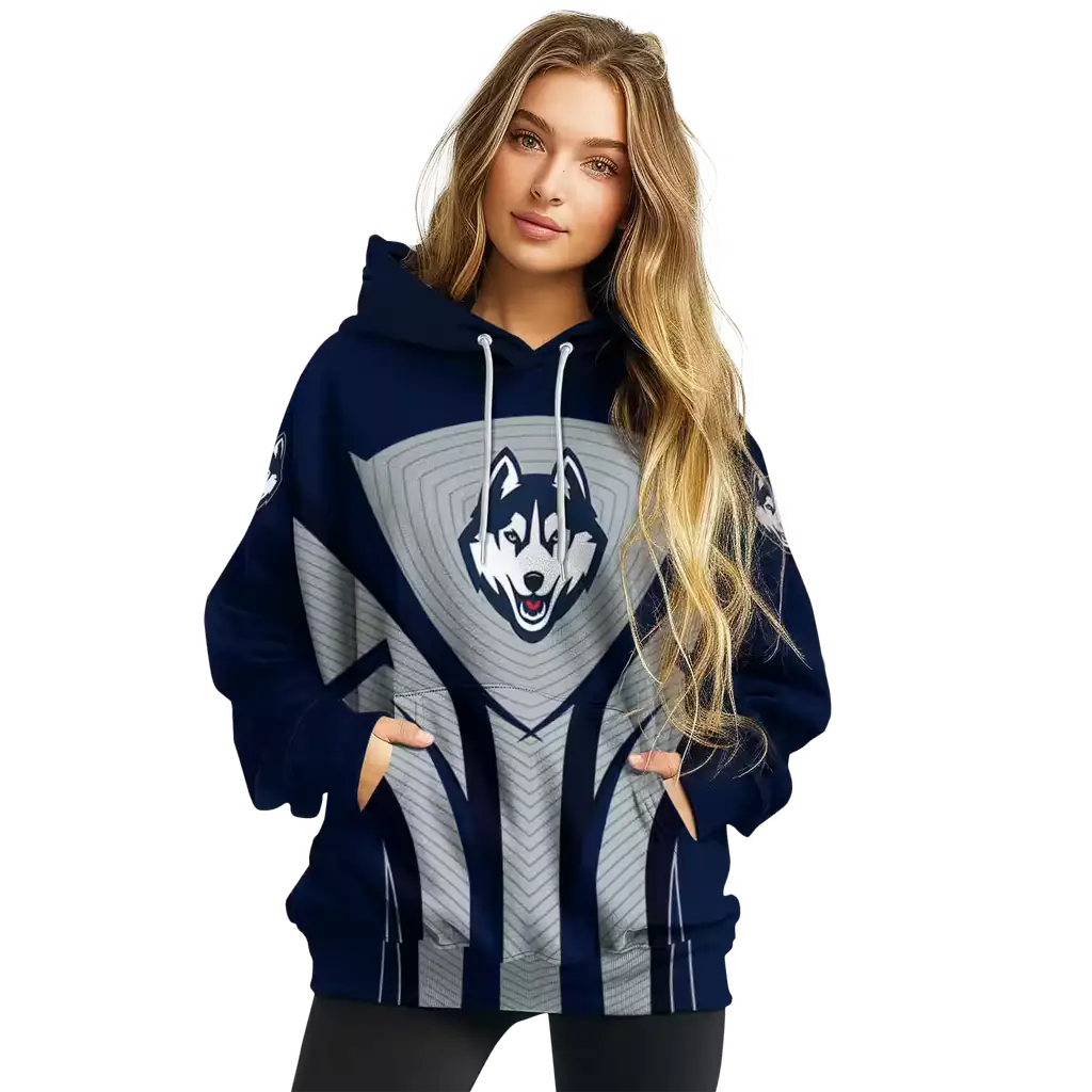 uconn huskies concentric lines blue black hoodie high quality uconn huskies concentric lines blue black hoodie high quality