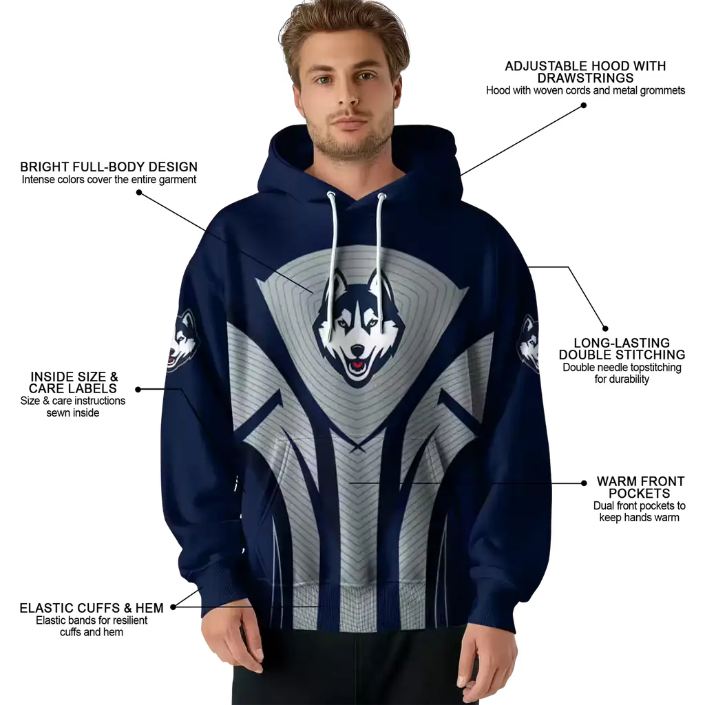 uconn huskies concentric lines blue black hoodie latest model uconn huskies concentric lines blue black hoodie latest model
