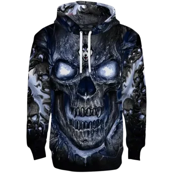 uconn huskies demonic skull blue black hoodie best selling
