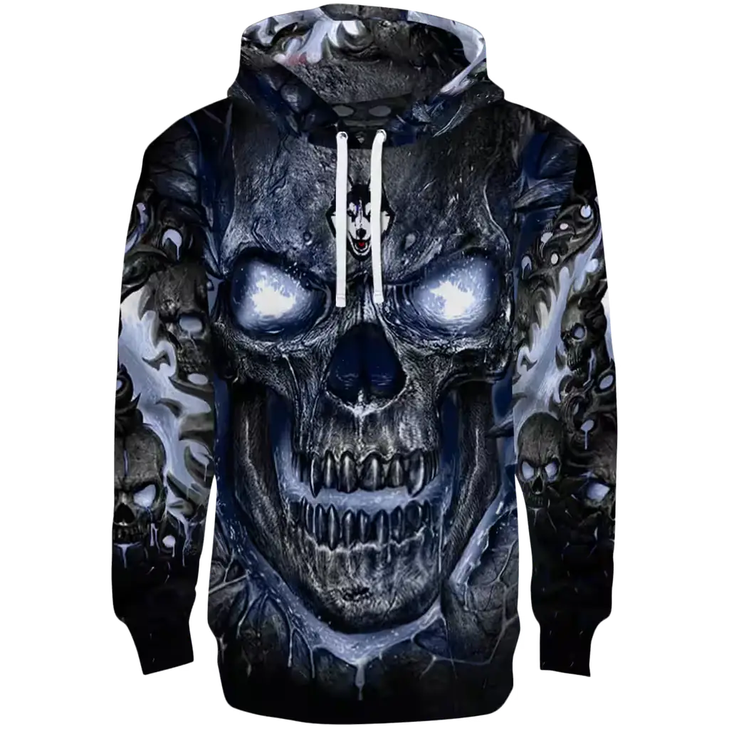 uconn huskies demonic skull blue black hoodie best selling uconn huskies demonic skull blue black hoodie best selling