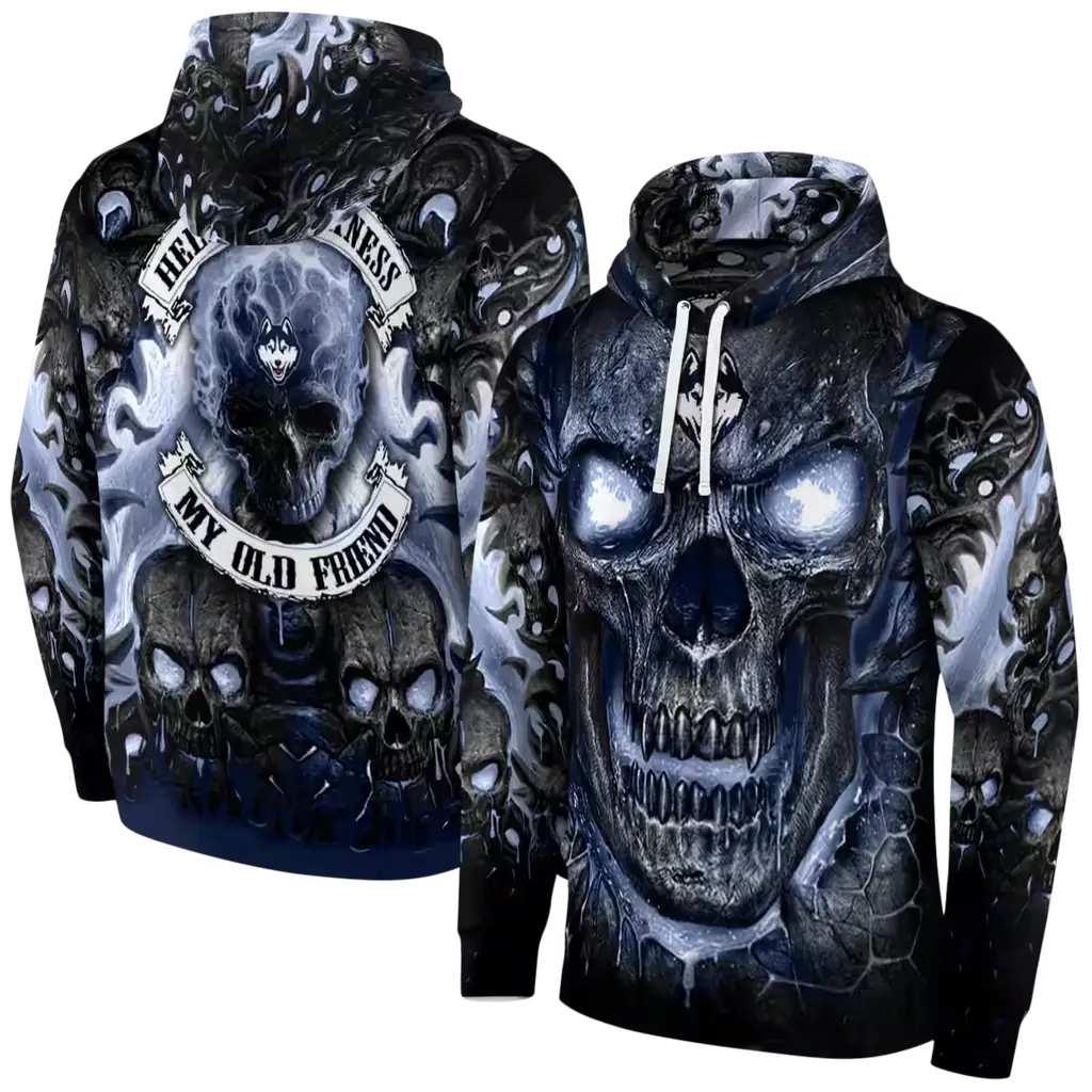 uconn huskies demonic skull blue black hoodie fashion forward uconn huskies demonic skull blue black hoodie fashion forward
