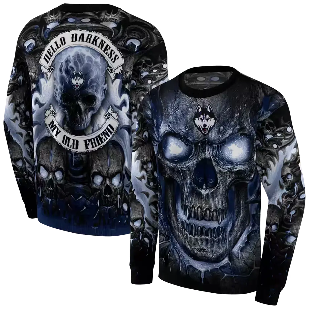 uconn huskies demonic skull blue black hoodie premium grade uconn huskies demonic skull blue black hoodie premium grade