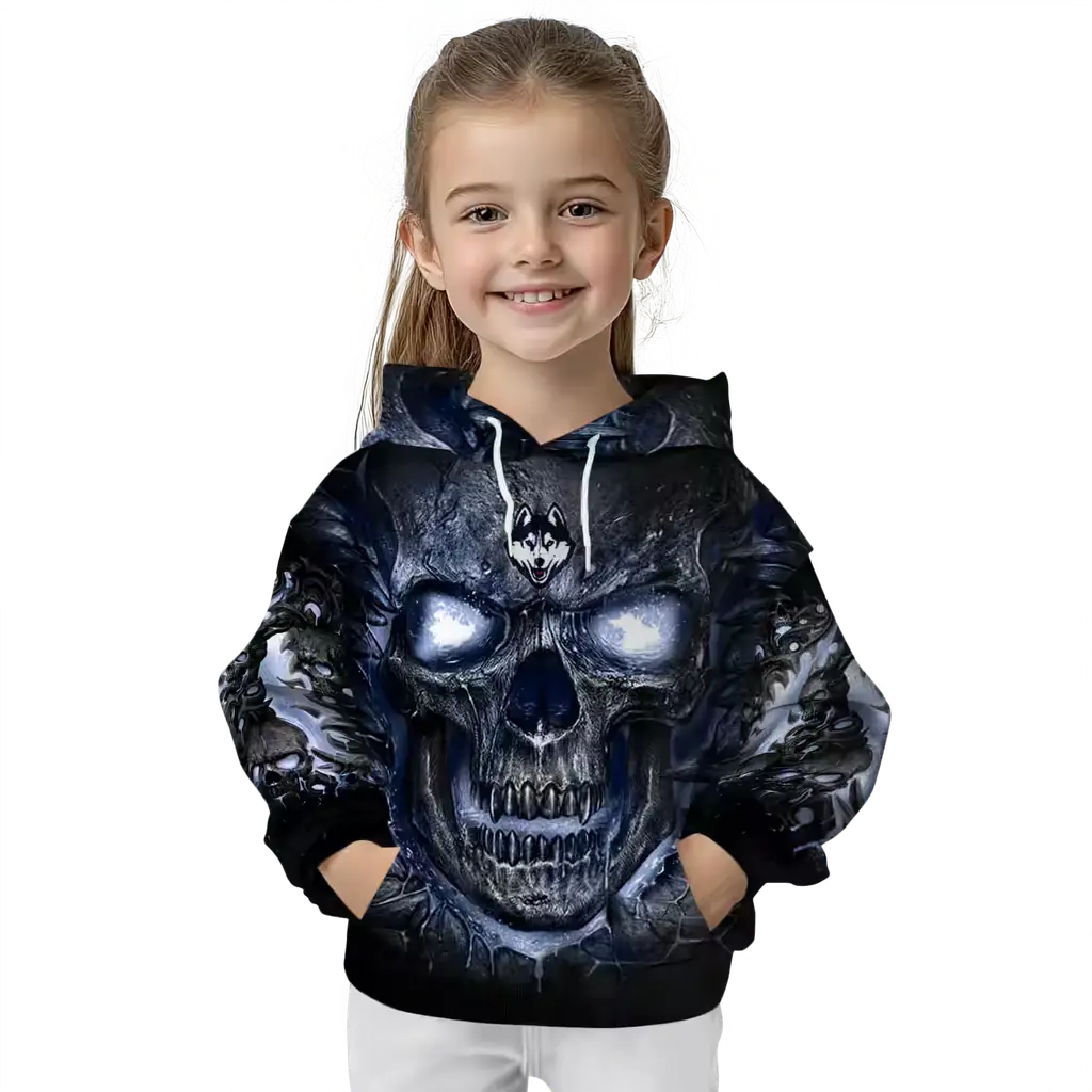 uconn huskies demonic skull blue black hoodie top rated uconn huskies demonic skull blue black hoodie top rated
