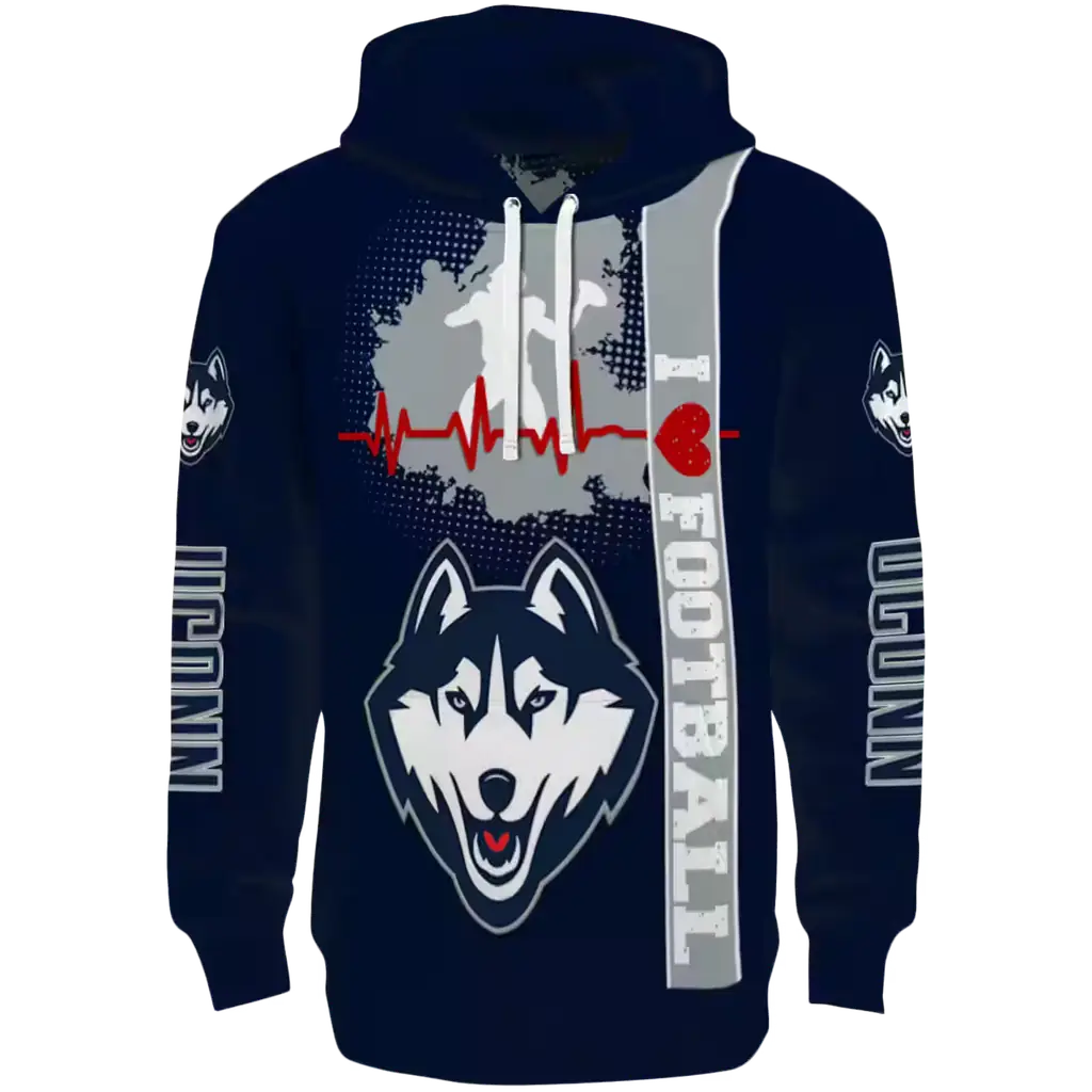 uconn huskies football heartbeat blue hoodie best selling uconn huskies football heartbeat blue hoodie best selling