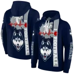 uconn huskies football heartbeat blue hoodie best selling