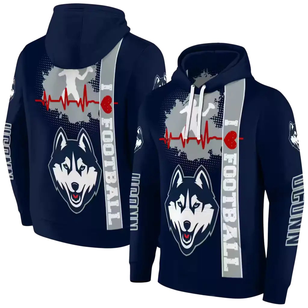 uconn huskies football heartbeat blue hoodie fashion forward uconn huskies football heartbeat blue hoodie fashion forward