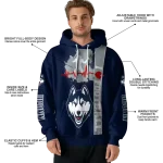 uconn huskies football heartbeat blue hoodie best selling
