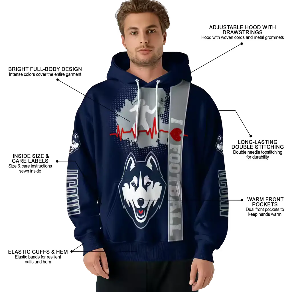 uconn huskies football heartbeat blue hoodie latest model uconn huskies football heartbeat blue hoodie latest model