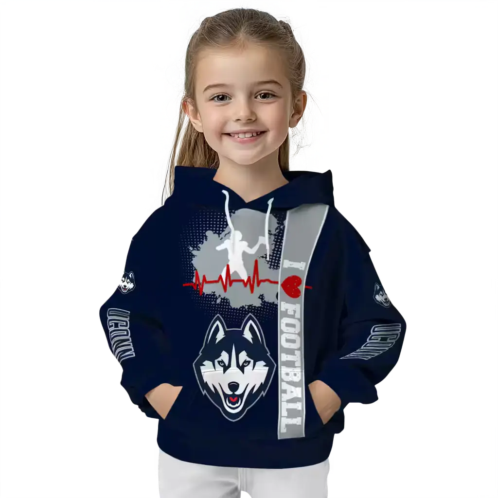 uconn huskies football heartbeat blue hoodie top rated uconn huskies football heartbeat blue hoodie top rated