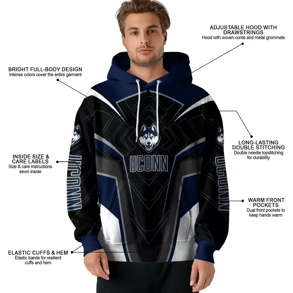 uconn huskies futuristic pattern blue black hoodie latest model uconn huskies futuristic pattern blue black hoodie latest model