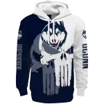 uconn huskies graphic punisher blue white hoodie best selling