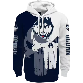 uconn huskies graphic punisher blue white hoodie best selling