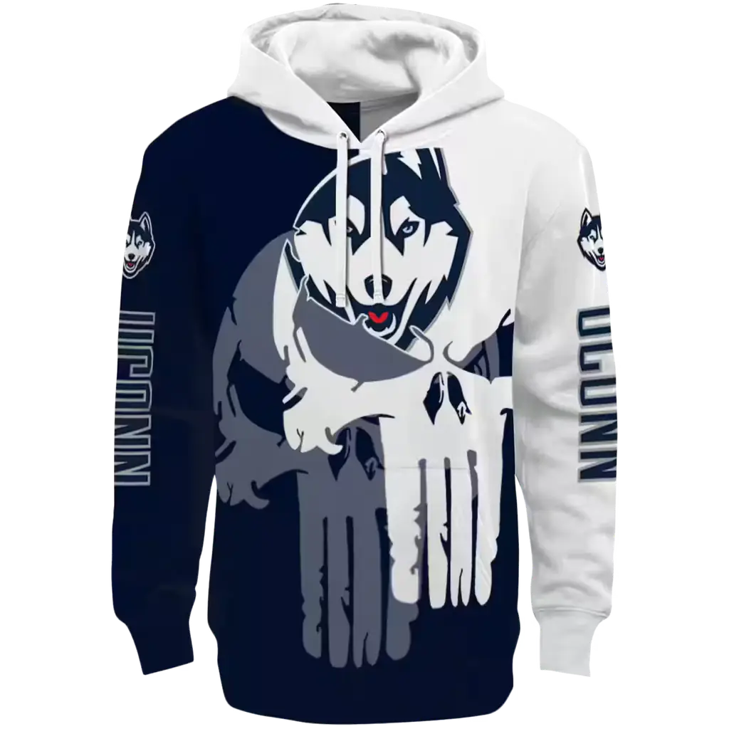 uconn huskies graphic punisher blue white hoodie best selling uconn huskies graphic punisher blue white hoodie best selling
