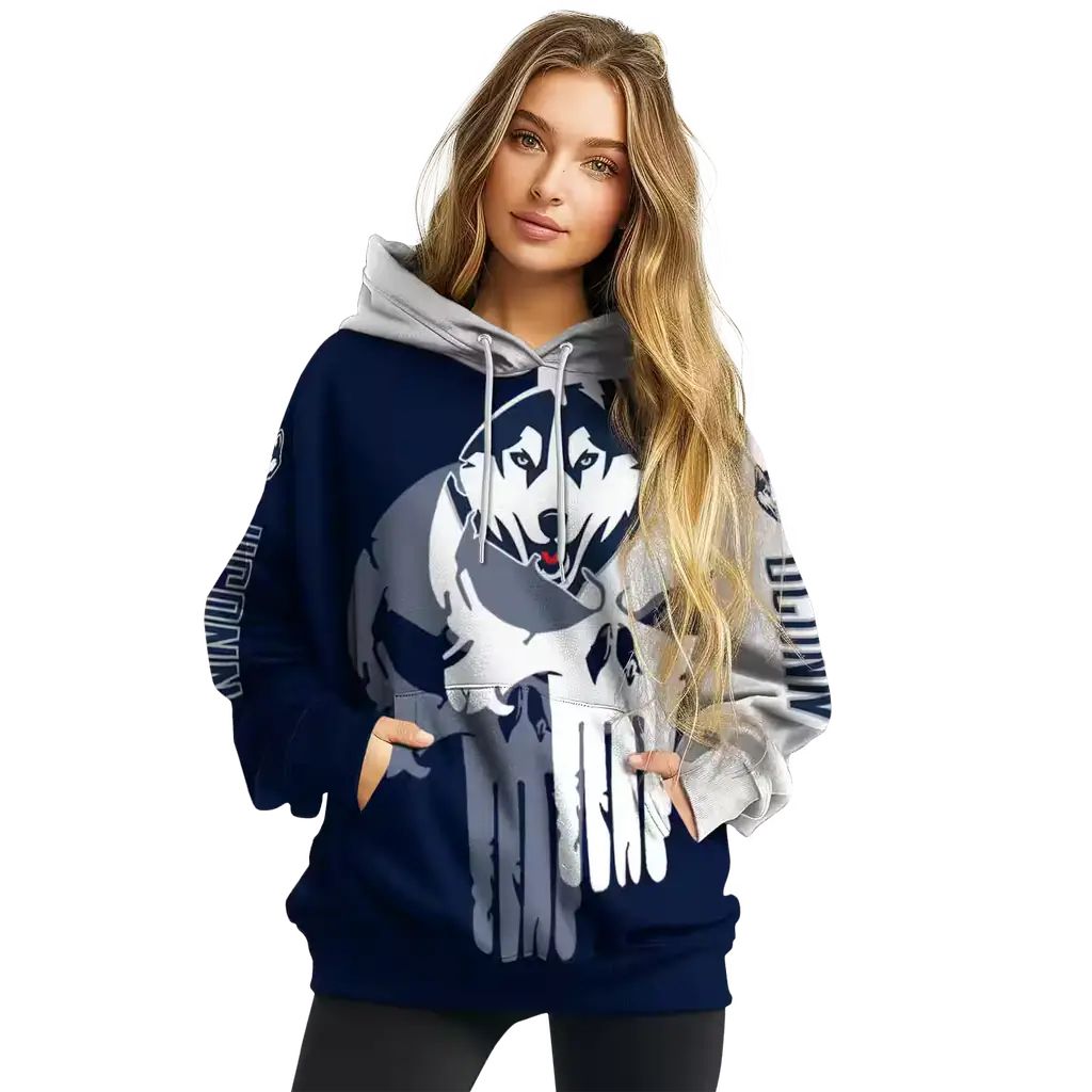 uconn huskies graphic punisher blue white hoodie high quality uconn huskies graphic punisher blue white hoodie high quality