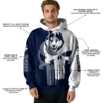 uconn huskies graphic punisher blue white hoodie best selling