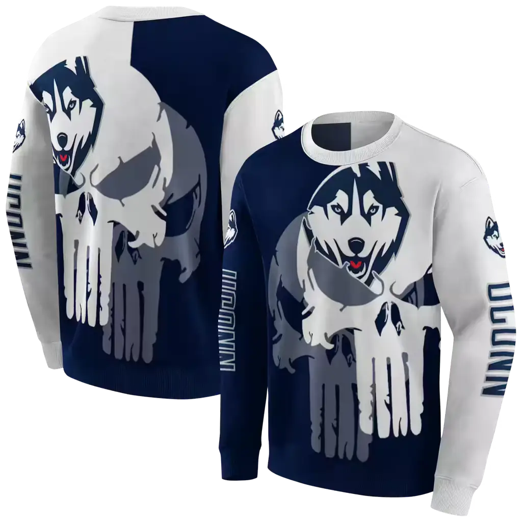 uconn huskies graphic punisher blue white hoodie premium grade uconn huskies graphic punisher blue white hoodie premium grade