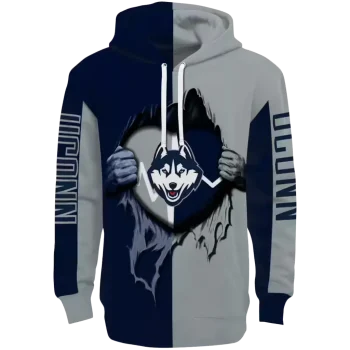 uconn huskies heartbeat graphic blue hoodie best selling