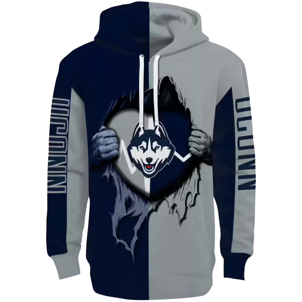 uconn huskies heartbeat graphic blue hoodie best selling uconn huskies heartbeat graphic blue hoodie best selling