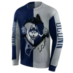 uconn huskies heartbeat graphic blue hoodie best selling