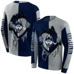uconn huskies heartbeat graphic blue hoodie best selling