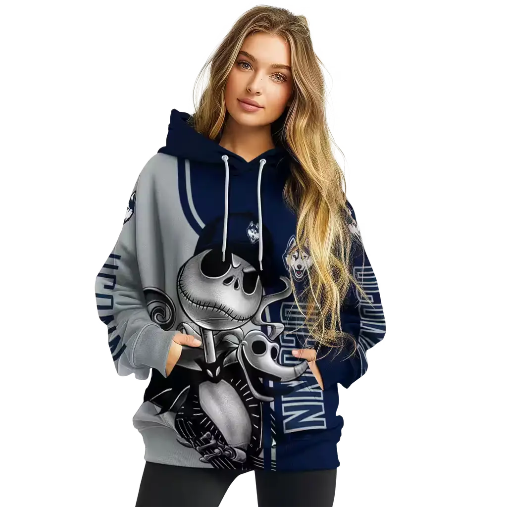 uconn huskies jack skellington blue hoodie high quality uconn huskies jack skellington blue hoodie high quality