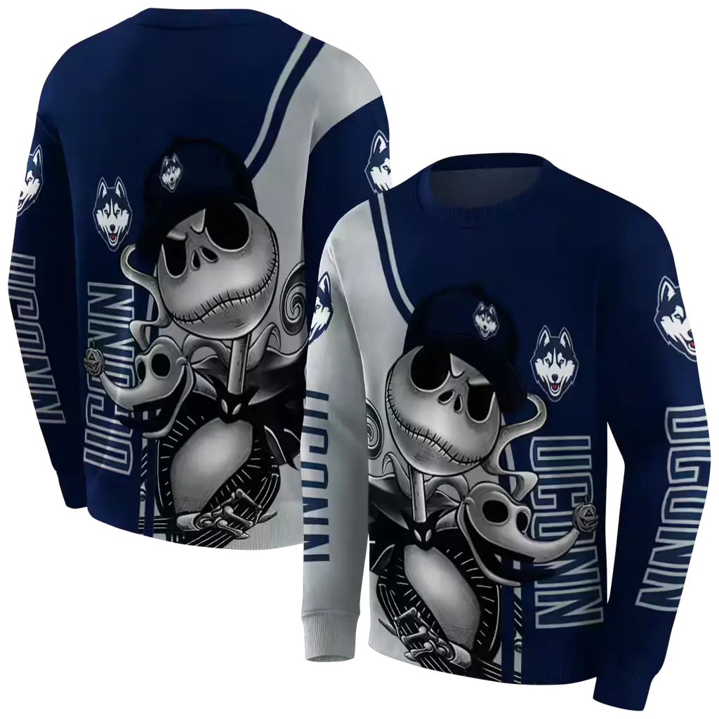 uconn huskies jack skellington blue hoodie premium grade uconn huskies jack skellington blue hoodie premium grade