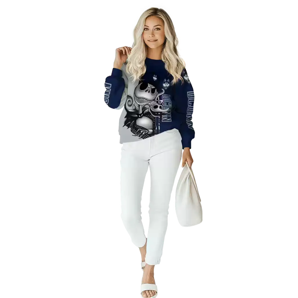 uconn huskies jack skellington blue hoodie trendy uconn huskies jack skellington blue hoodie trendy