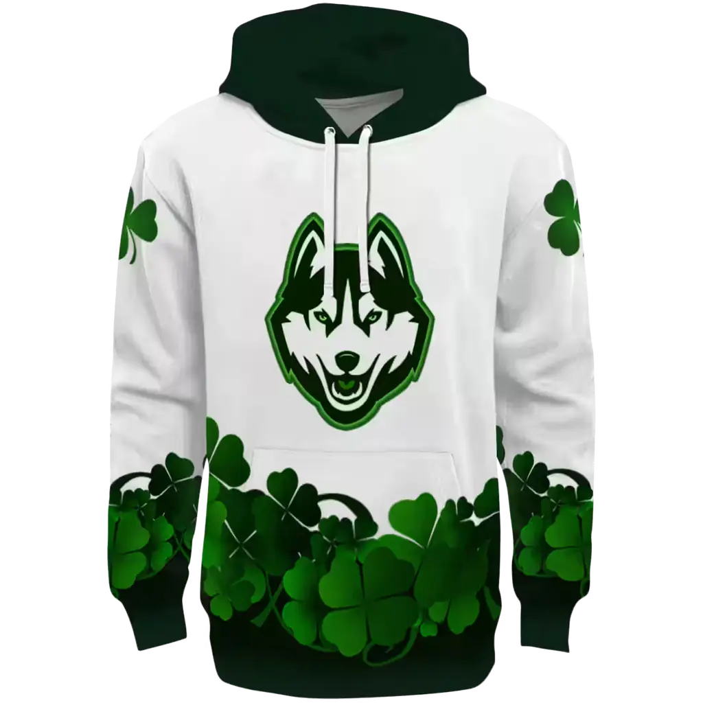 uconn huskies lucky motif white green hoodie best selling uconn huskies lucky motif white green hoodie best selling