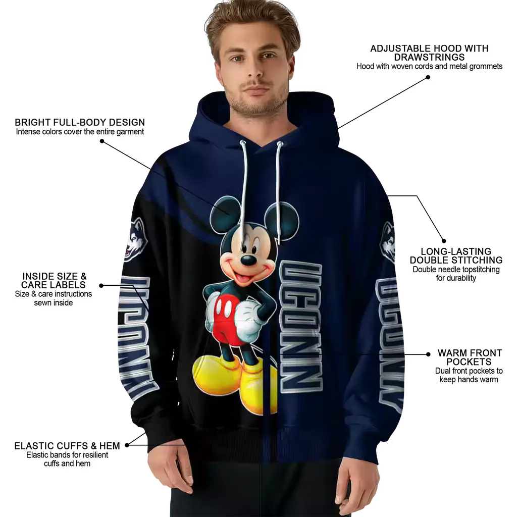 uconn huskies mickey mouse blue black hoodie latest model uconn huskies mickey mouse blue black hoodie latest model