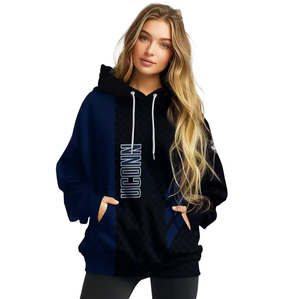 uconn huskies monogram pattern blue hoodie high quality uconn huskies monogram pattern blue hoodie high quality