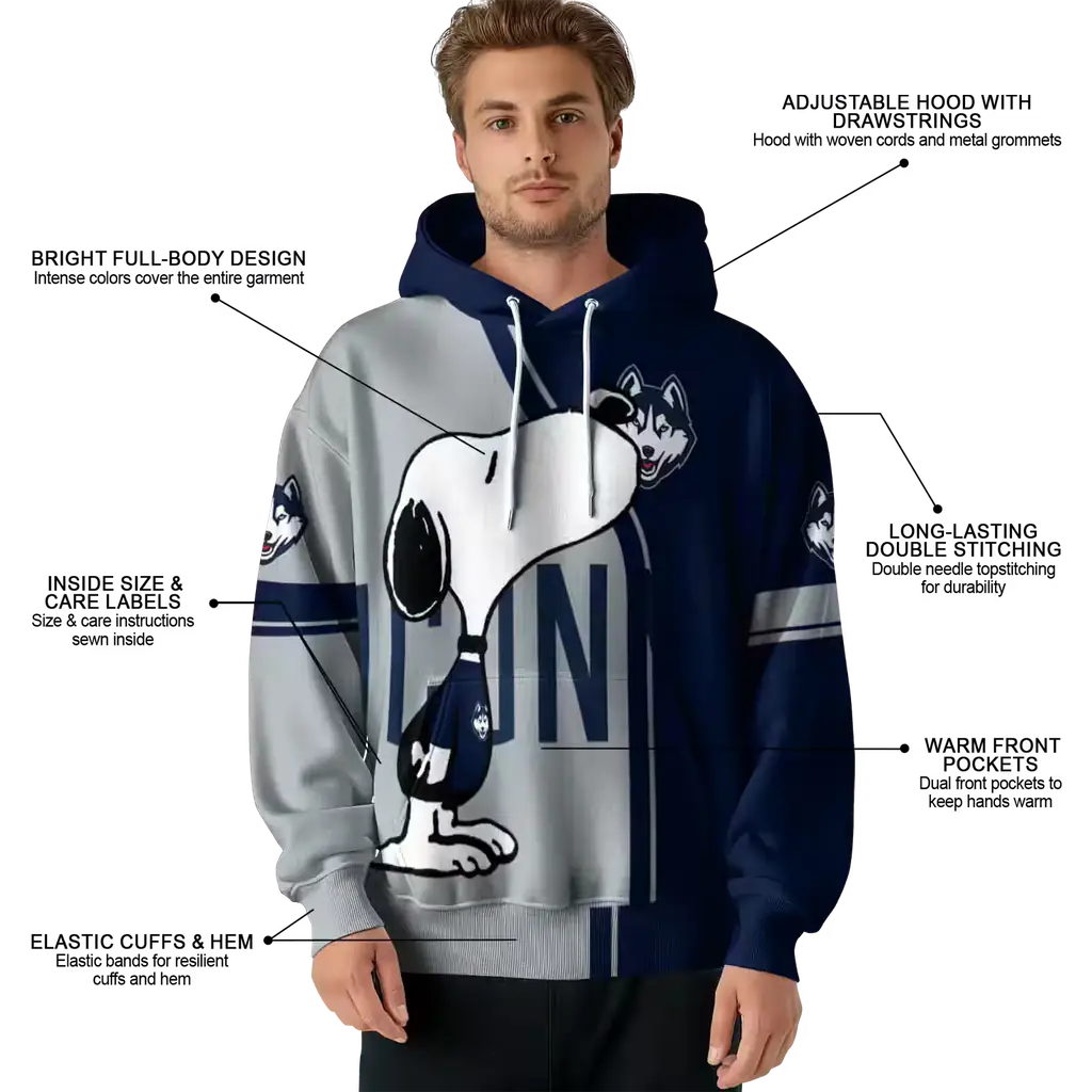 uconn huskies playful snoopy blue hoodie latest model uconn huskies playful snoopy blue hoodie latest model
