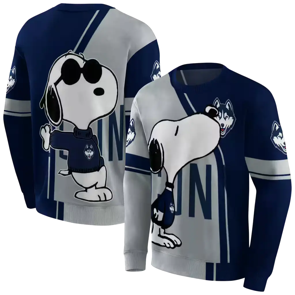 uconn huskies playful snoopy blue hoodie premium grade uconn huskies playful snoopy blue hoodie premium grade