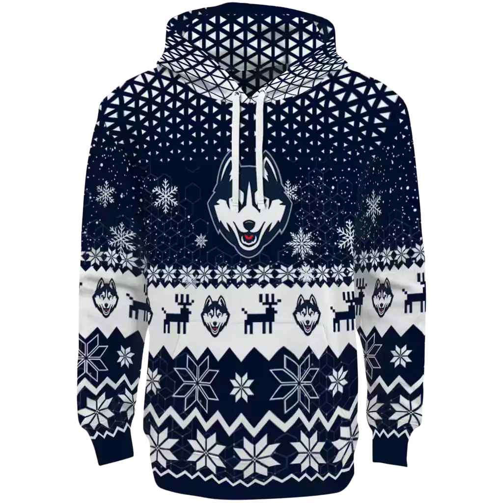 uconn huskies reindeer motif blue hoodie best selling uconn huskies reindeer motif blue hoodie best selling