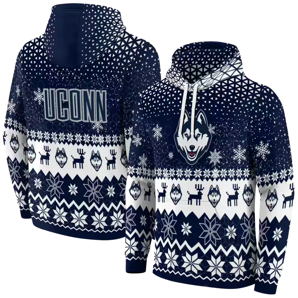 uconn huskies reindeer motif blue hoodie fashion forward uconn huskies reindeer motif blue hoodie fashion forward