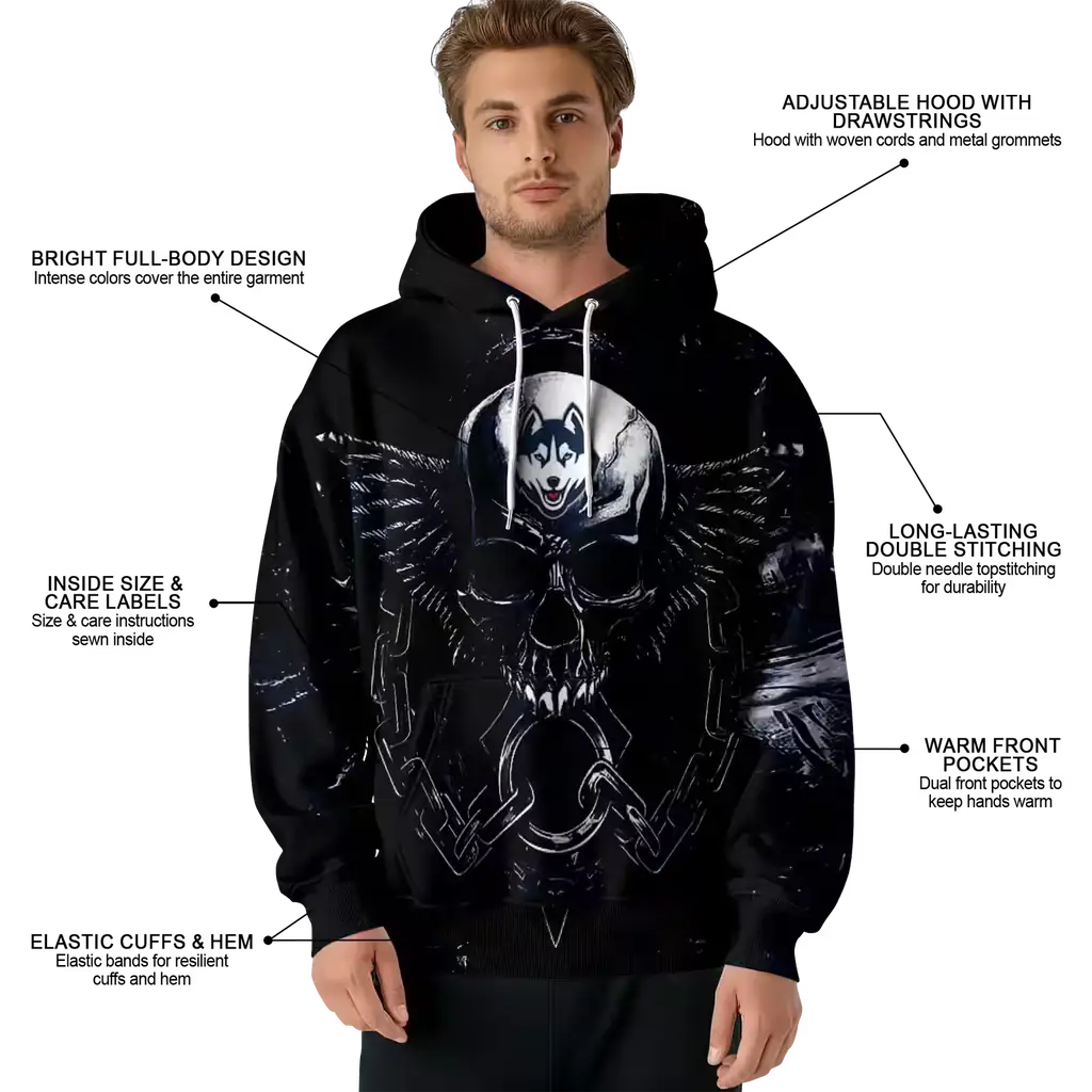 uconn huskies skull artwork blue black hoodie latest model uconn huskies skull artwork blue black hoodie latest model